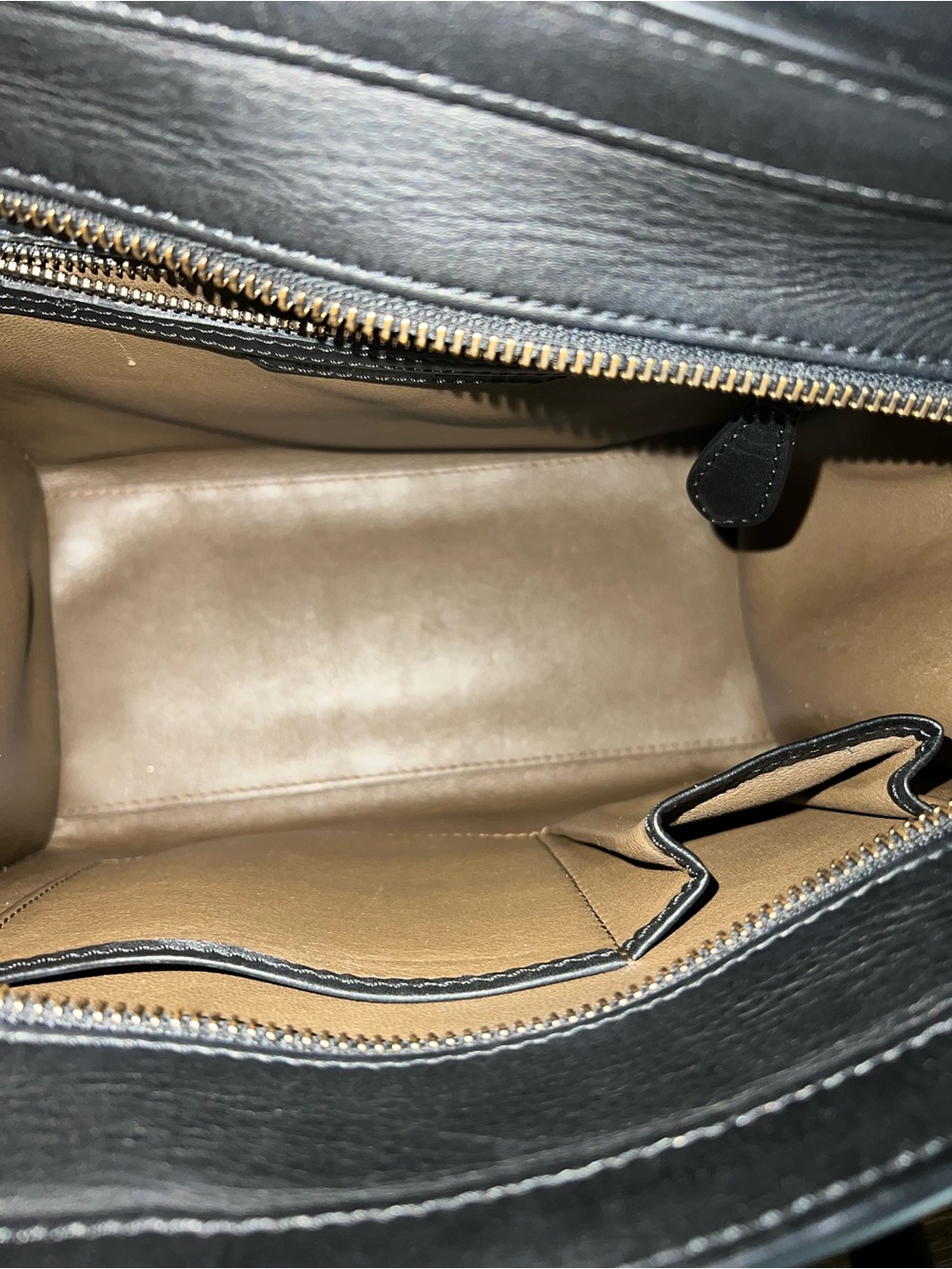 Celine Blue Suede Micro Luggage Satchel with Black and Taupe colorblock - Picture 6 of 7